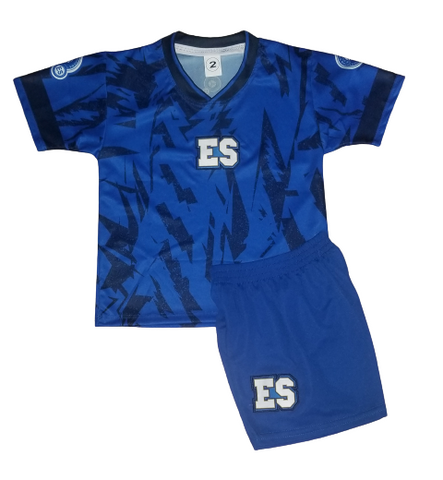 Kids El Salvador Blue Premium Soccer Uniform 2023