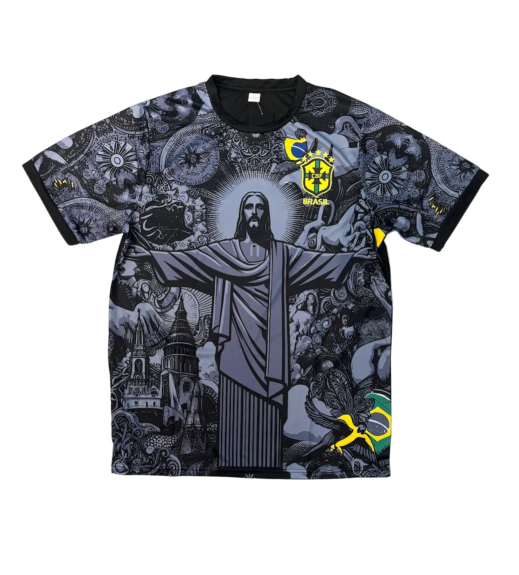 Raphinha Brazil Black Cristo Adult Jersey