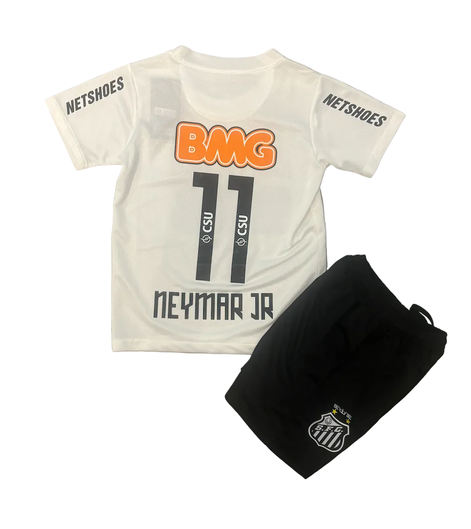Retro Neymar Jr. Santos de Brazil Home Kids Kit