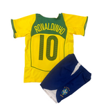 Retro Brazil Ronaldinho Home Kids Kit
