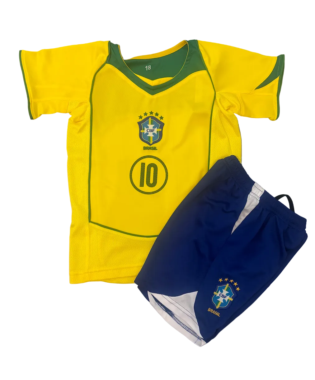 Retro Brazil Ronaldinho Home Kids Kit