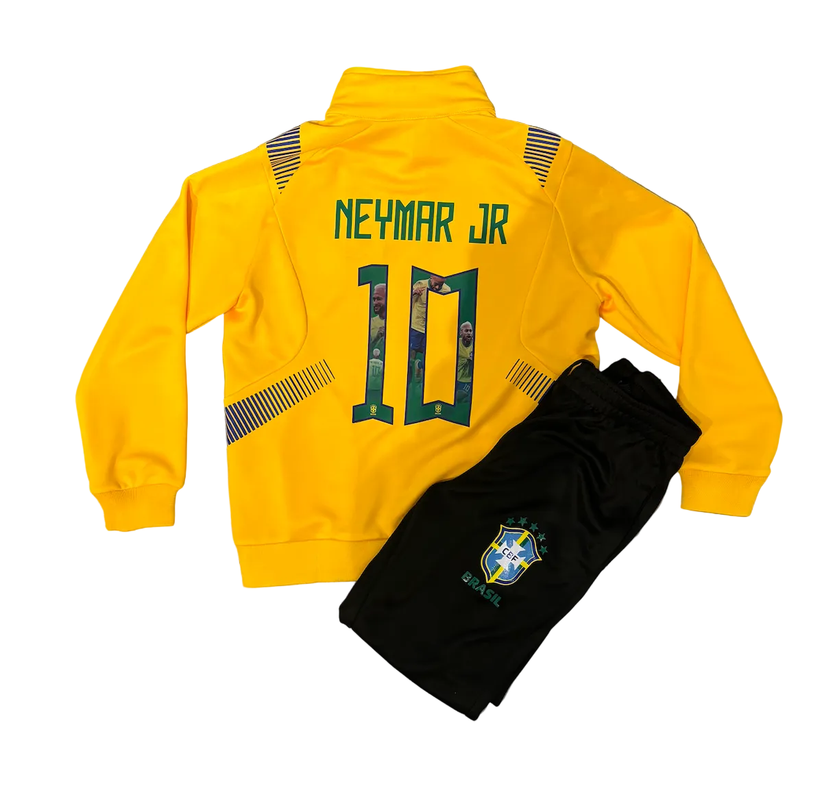Neymar Jr. Brazil Yellow Picture Kids Zip Up Tracksuit Warm Up