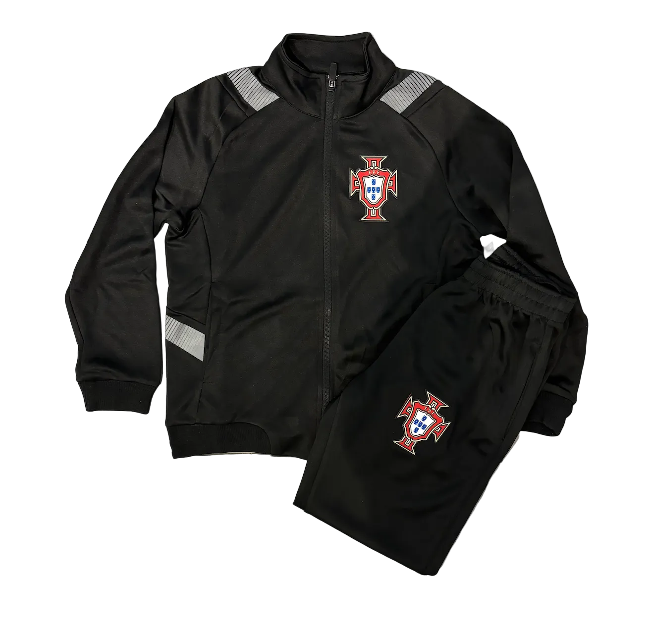 Cristiano Ronaldo Portugal Black and Gold Kids Zip Up Tracksuit Warm Up