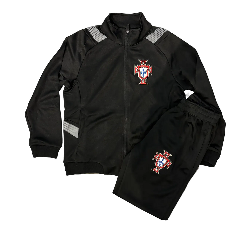Cristiano Ronaldo Portugal Black Gold Adult Zip Up Tracksuit