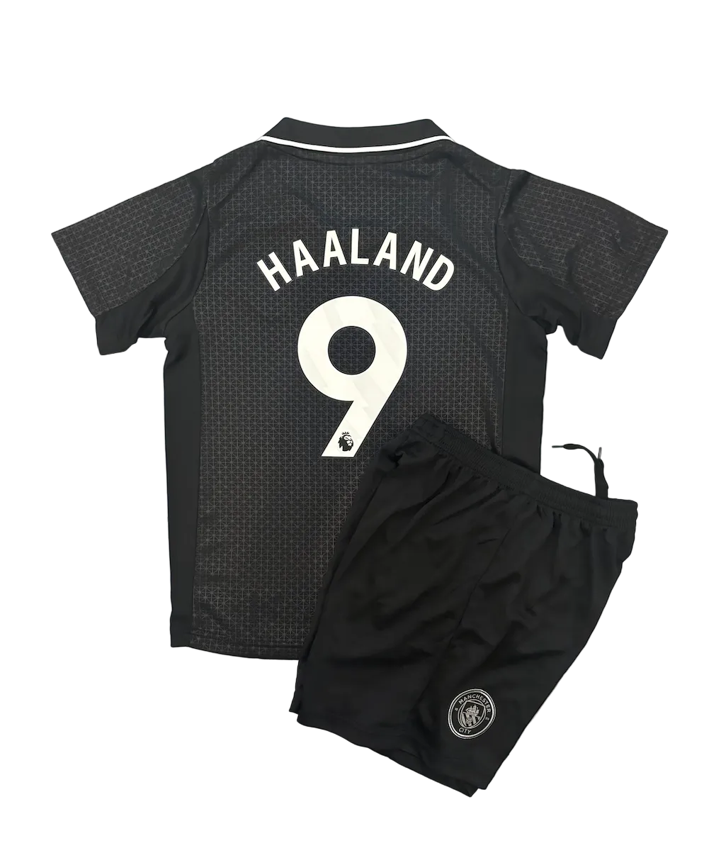 Erling Haaland Manchester City Black Kids Kit