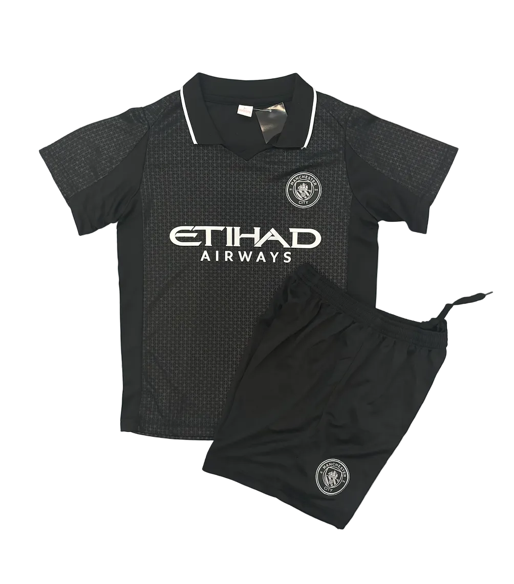Erling Haaland Manchester City Black Kids Kit