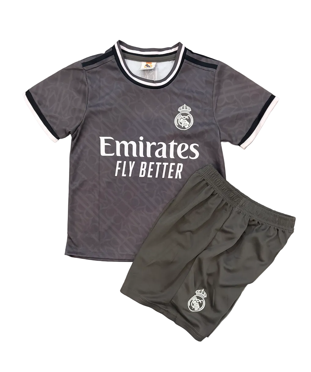 Kylian Mbappe Real Madrid Gray Kids Kit