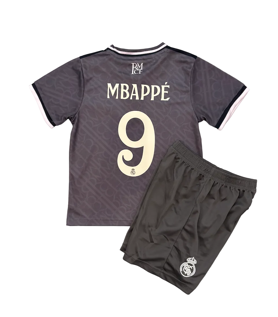 Kylian Mbappe Real Madrid Gray Kids Kit