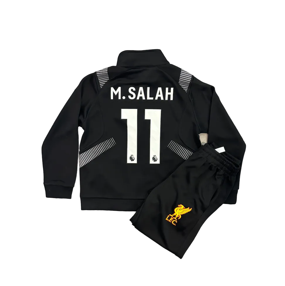 Mohamed Salah Liverpool Black Kids Zip Up Tracksuit Warm Up