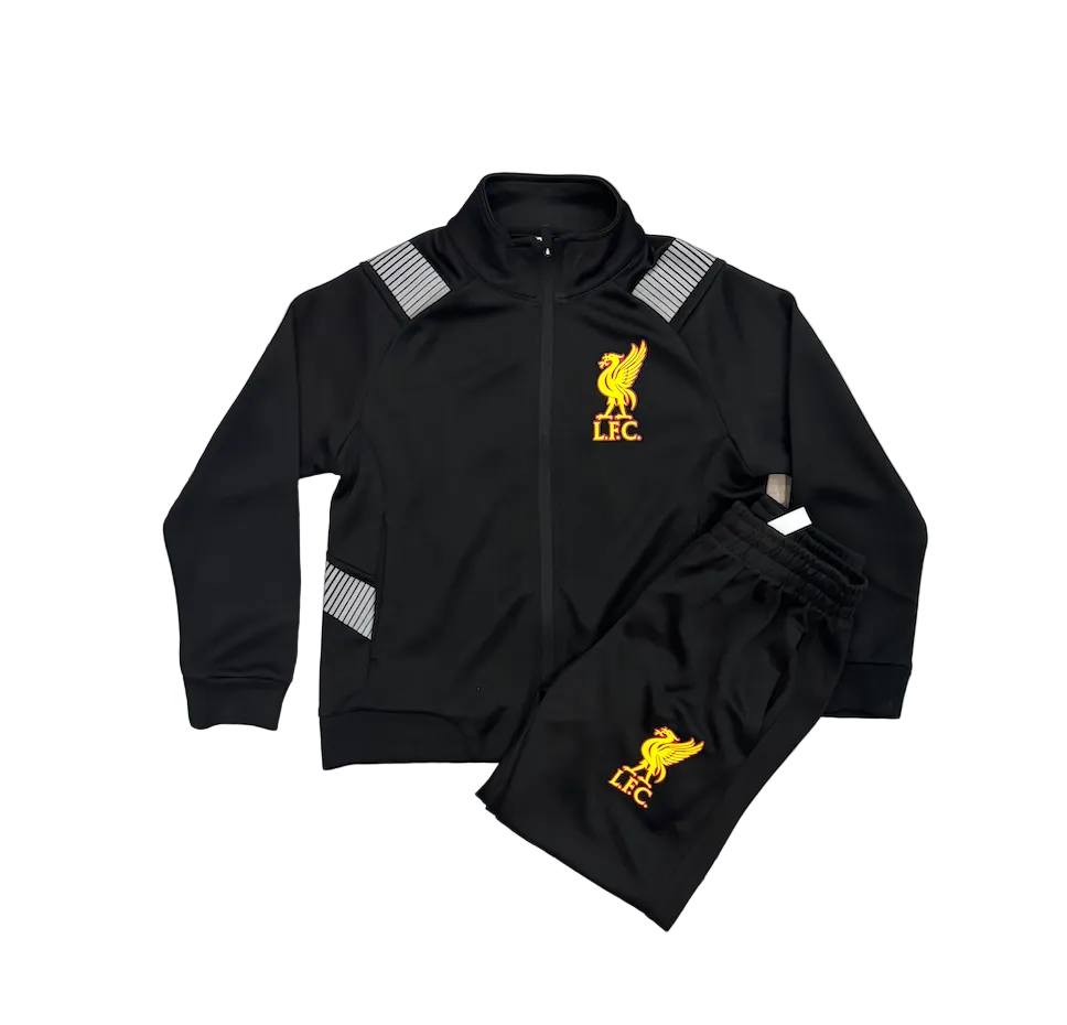 Mohamed Salah Liverpool Black Kids Zip Up Tracksuit Warm Up