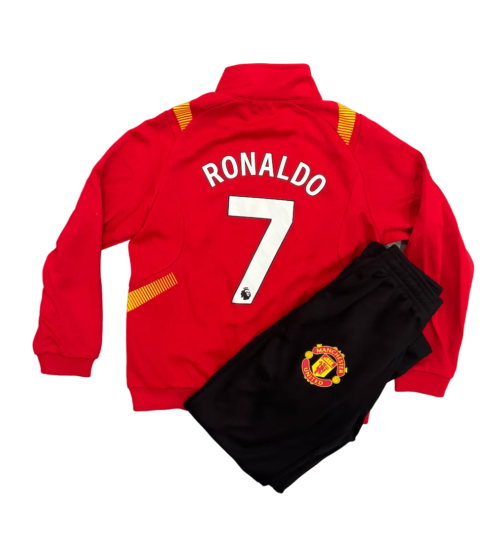Cristiano Ronaldo Manchester United Red Kids Zip Up Tracksuit Warm Up