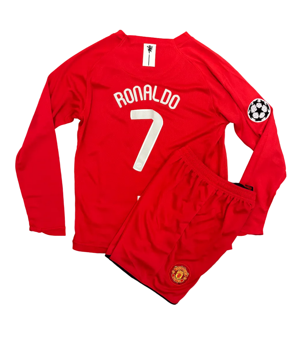 Retro Cristiano Ronaldo Manchester United Home Long Sleeve Kids Kit