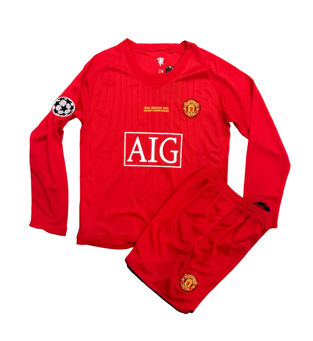 Retro Cristiano Ronaldo Manchester United Home Long Sleeve Kids Kit