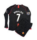 Retro Cristiano Ronaldo Manchester United Black Long Sleeve Kids Kit