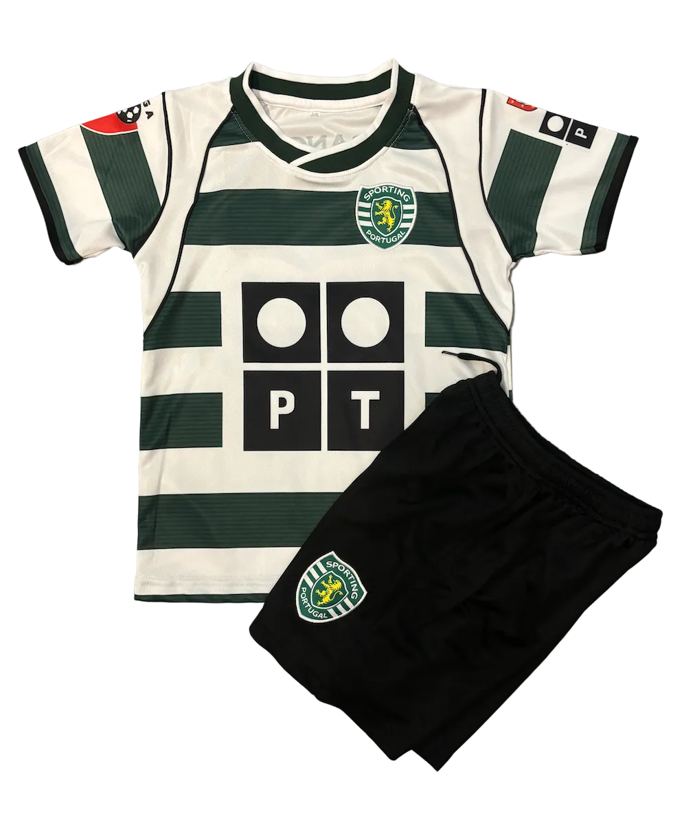 Retro Cristiano Ronaldo Sporting Portugal Home Kids Kit