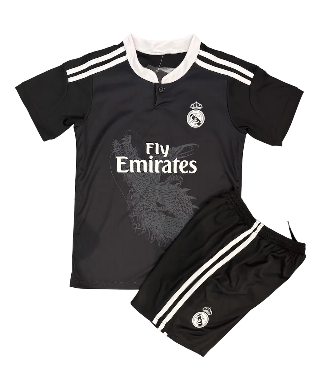 Retro Cristiano Ronaldo Real Madrid Black and White Kids Kit