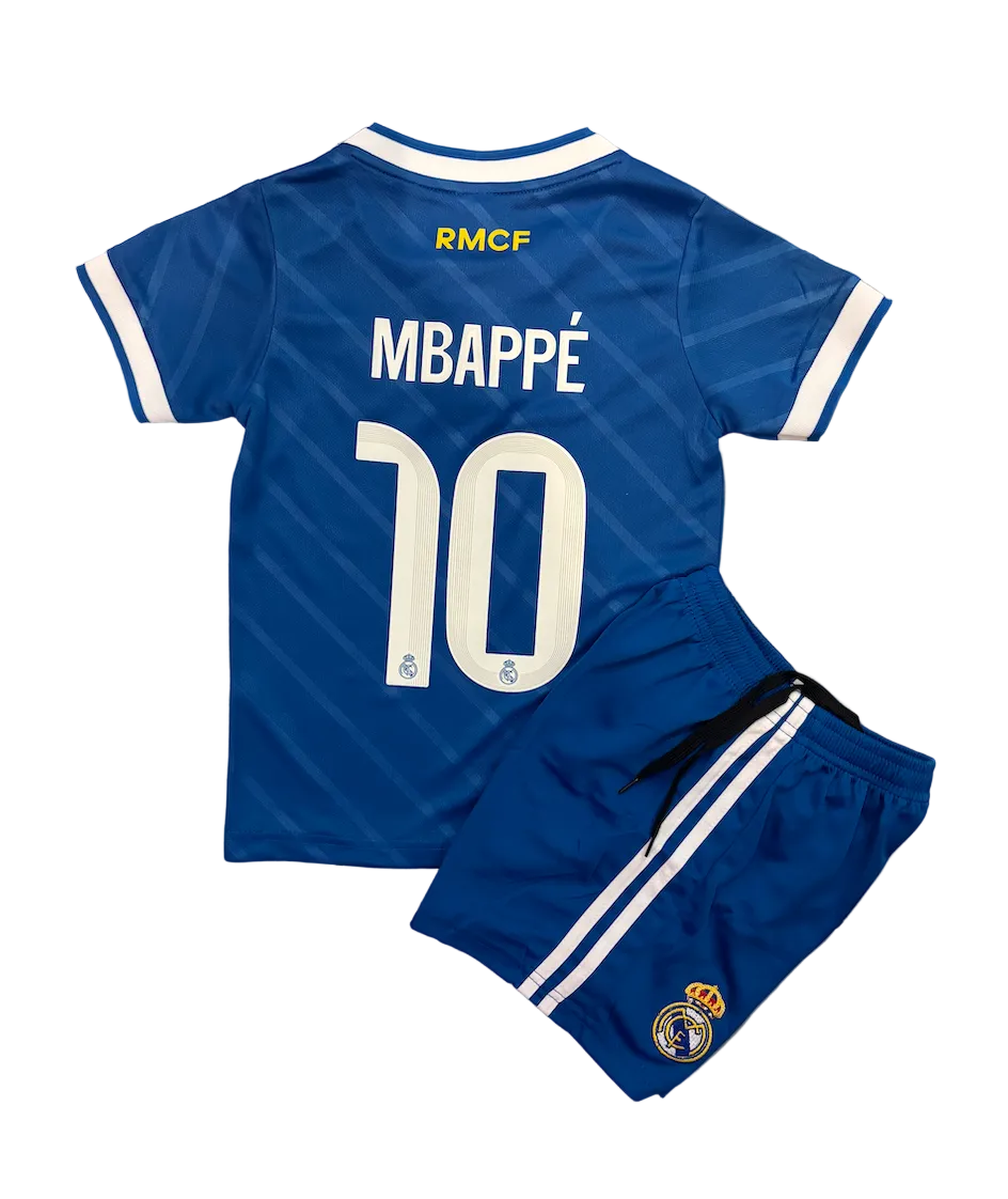 Kylian Mbappe Real Madrid Blue Kids Kit