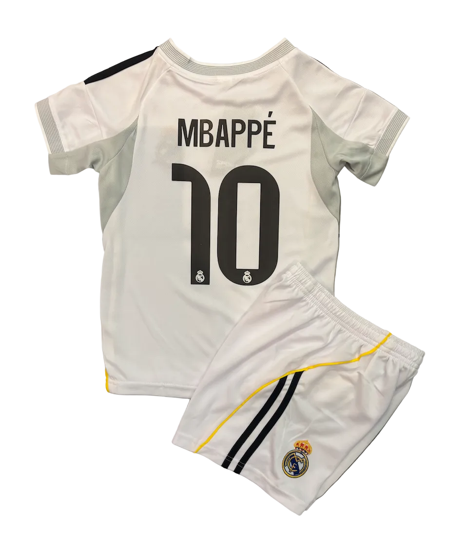 Kylian Mbappe Real Madrid Home Kids Kit