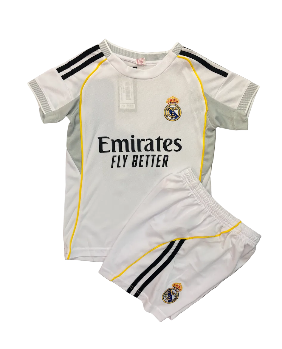 Kylian Mbappe Real Madrid Home Kids Kit