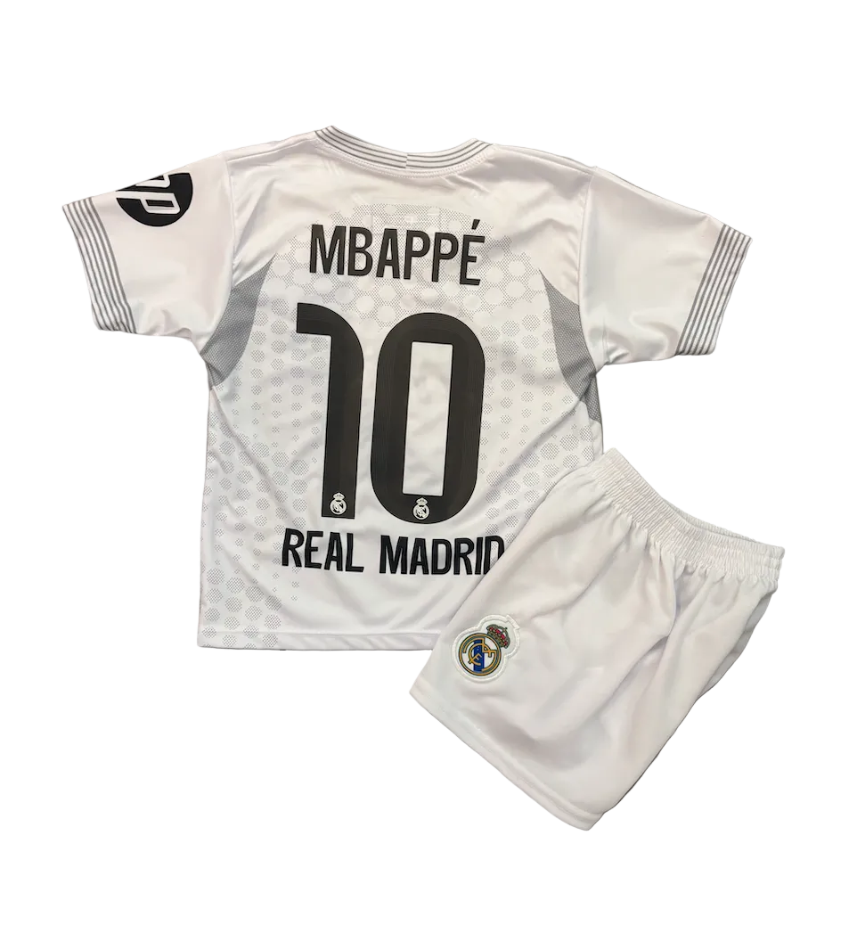 Kylian Mbappe Real Madrid Home Kids Kit