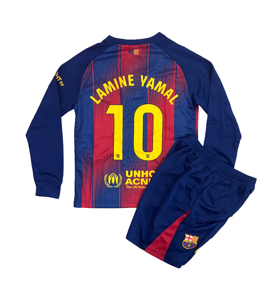 Lamine Yamal Barcelona Home Long Sleeve Kids Kit