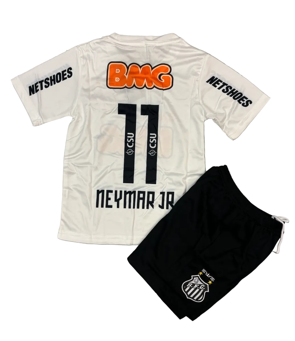 Retro Neymar Jr. Santos de Brazil Home Kids Kit