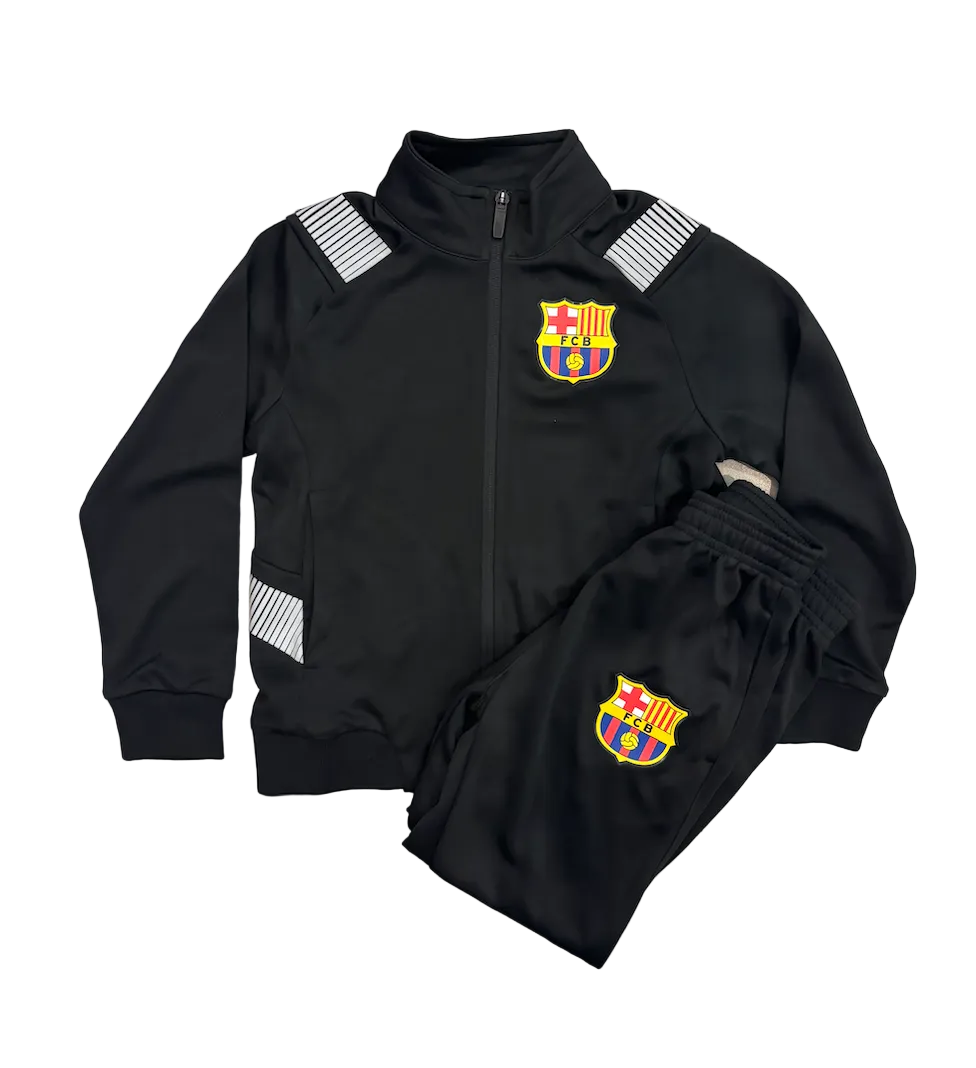 Lamine Yamal Barcelona Black Kids Zip Up Tracksuit Warm Up