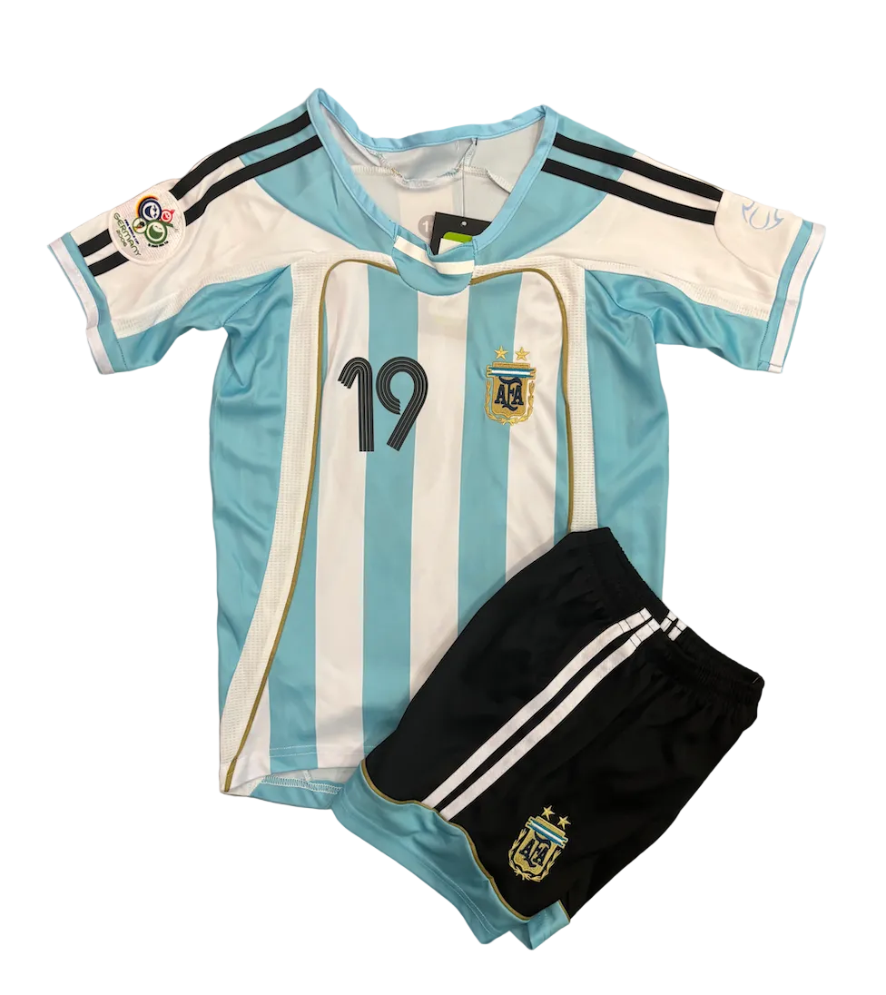 Retro Lionel Messi Argentina Home Kids Kit