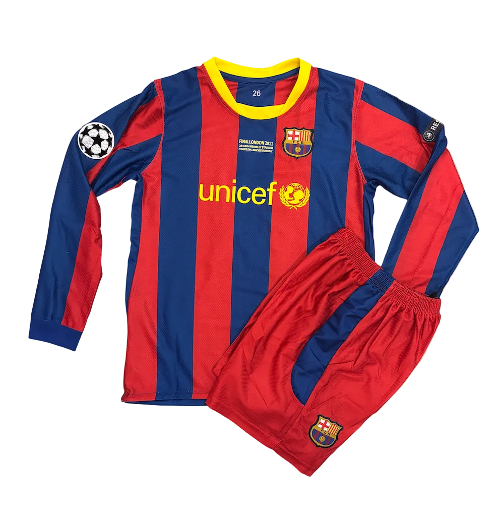 Retro Lionel Messi Barcelona Home Long Sleeve Kids Kit