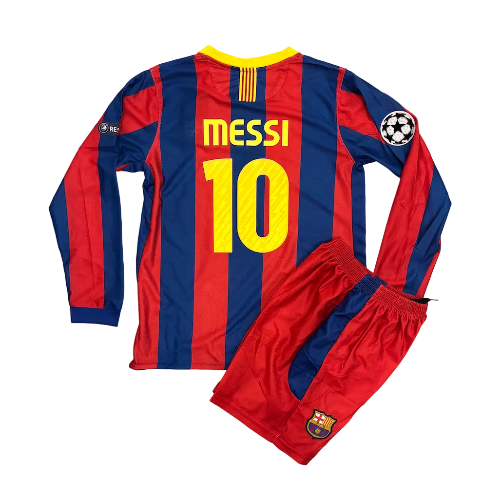 Retro Lionel Messi Barcelona Long Sleeve Kids Kit