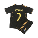 Retro Cristiano Ronaldo Real Madrid Black and Gold Kids Kit