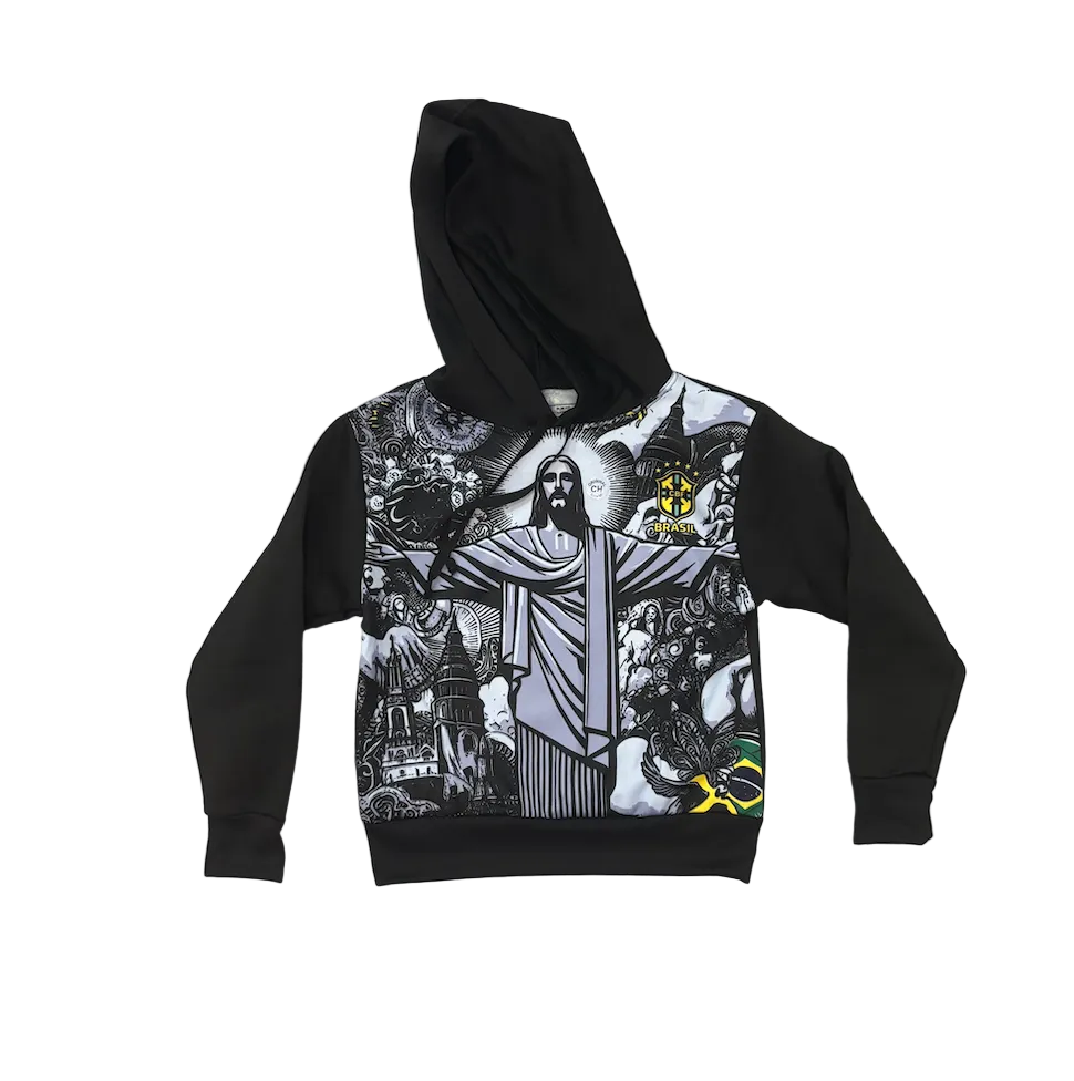 Neymar Jr. Brazil Black Cristo Kids Hoodie