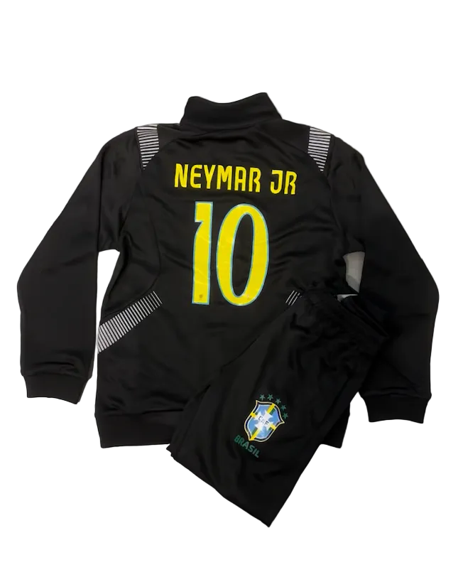 Neymar Jr. Brazil Black Kids Zip Up Tracksuit Warm Up