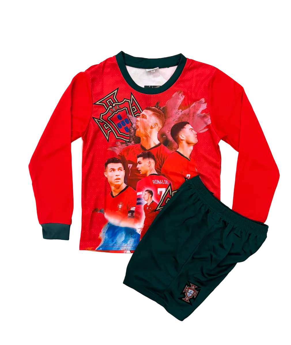 Cristiano Ronaldo Portugal Graphic Long Sleeve Kids Kit