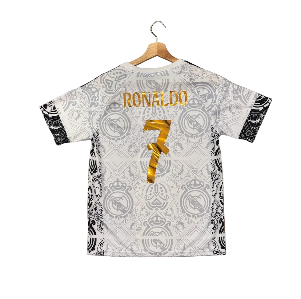 Cristiano Ronaldo Real Madrid White and Gold Adult Jersey