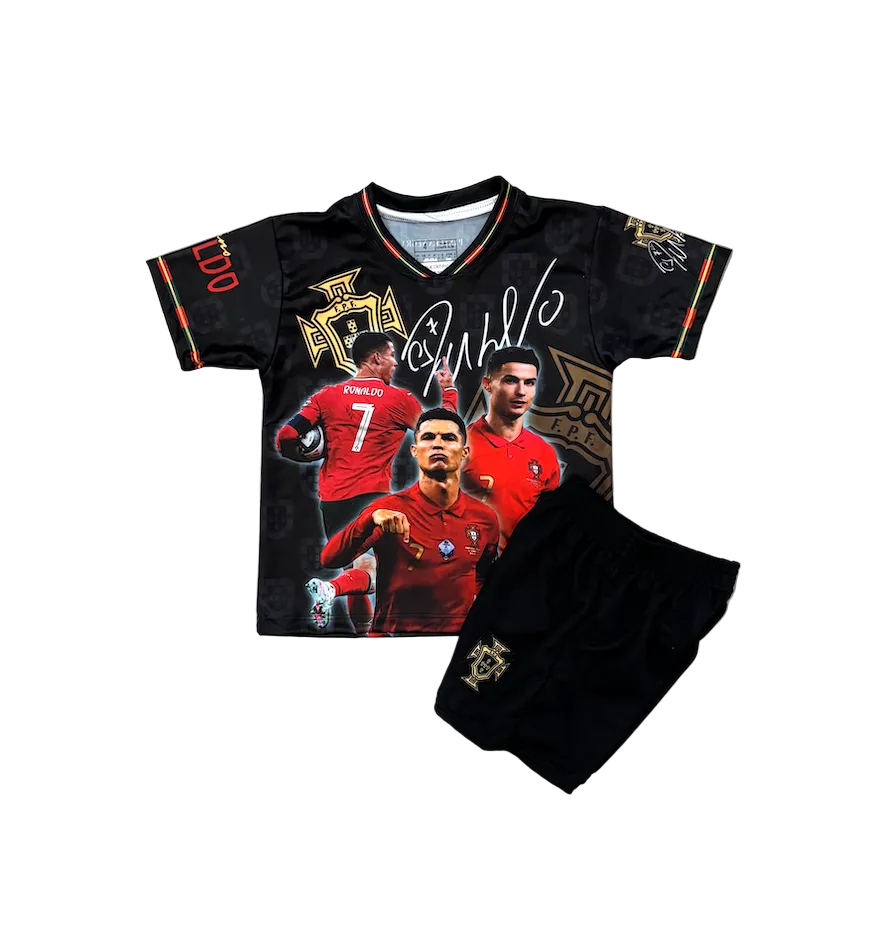Cristiano Ronaldo Portugal Black Graphic Kids Kit