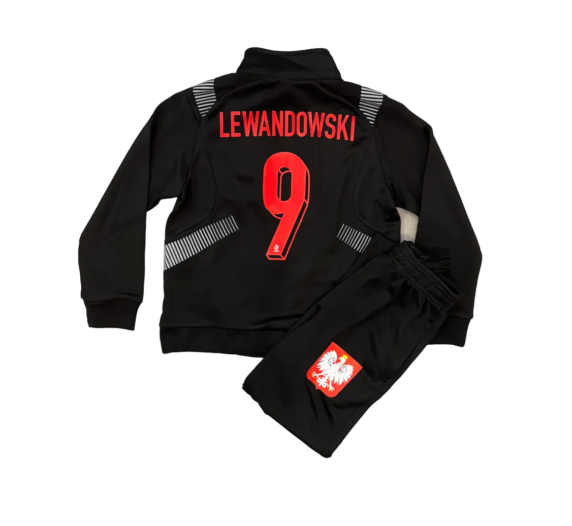 Lewandowski Poland Black Adult Zip Up Tracksuit Warm Up