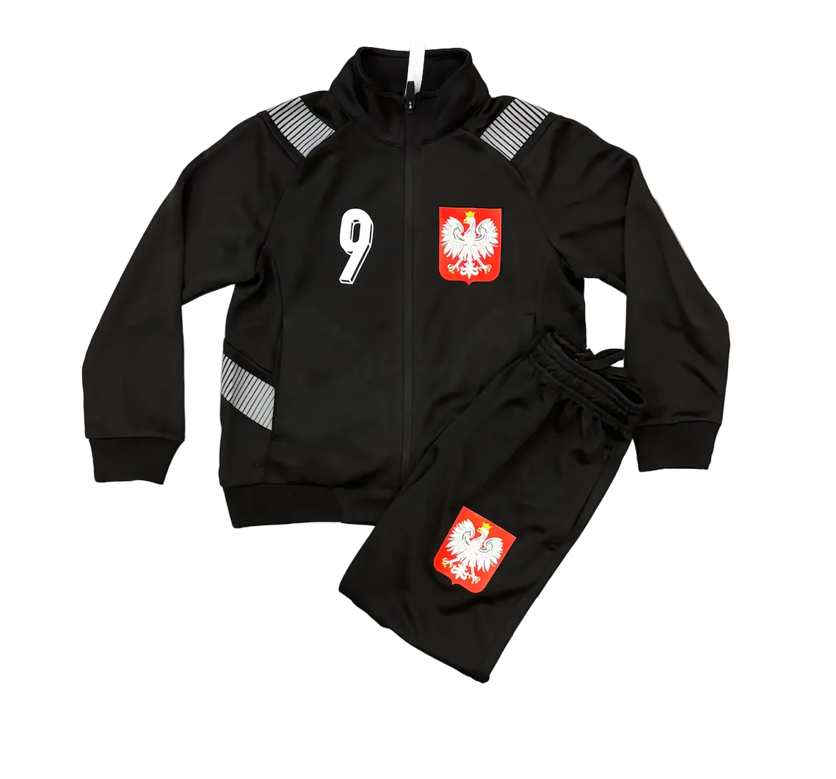 Lewandowski Poland Black Adult Zip Up Tracksuit Warm Up