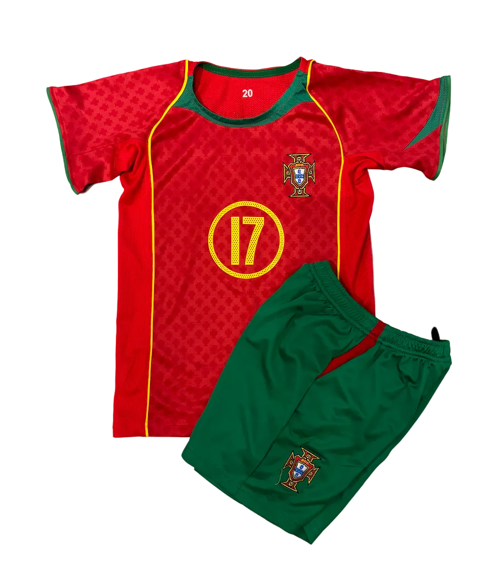 Cristiano Ronaldo Retro Portugal Home Kids Kit