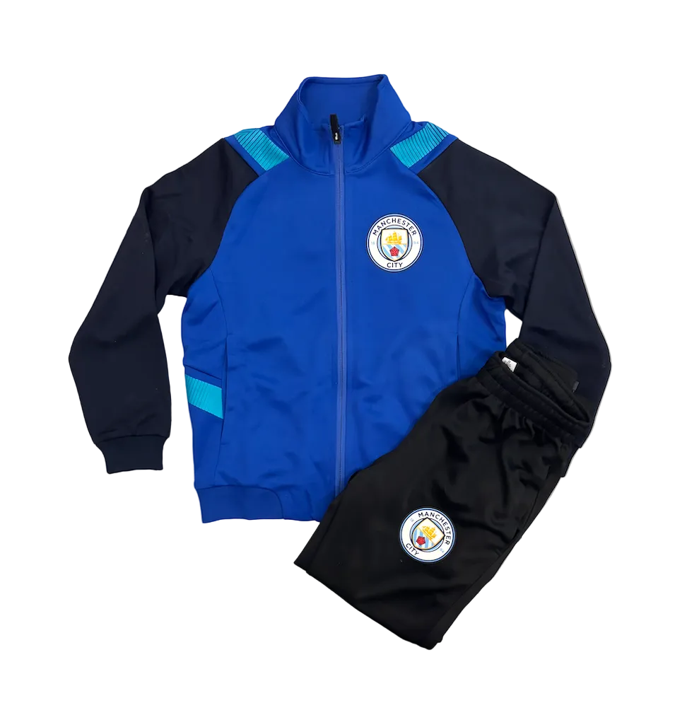 Erling Haaland Manchester City Blue Kids Zip Up Tracksuit Warm Up