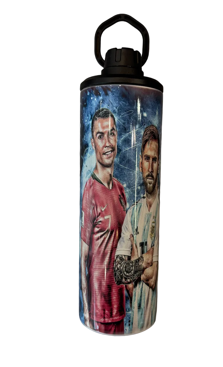 Ronaldo, Messi, and Neymar Tumbler Water Bottle
