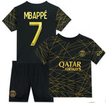 Kids Paris Black Mbappe Premium Soccer Uniform 2023