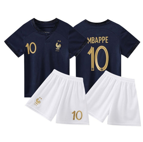 Kids France Blue Mbappe Premium Soccer Uniform 2023