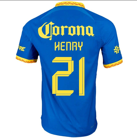 New Club America Blue Henry Premium Soccer Jersey 2023