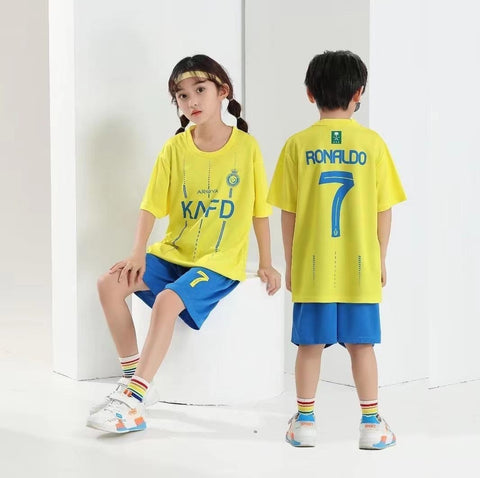 Kids Al Nassr Ronaldo Premium Soccer Uniform 2023