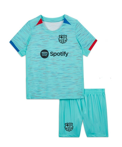 Kids Barcelona Away Green Premium Soccer Uniform 2024