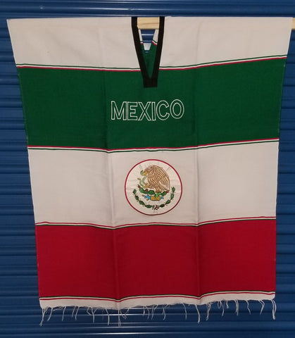 Mexico Tricolor Unisex One Size, Zarape Serape Poncho
