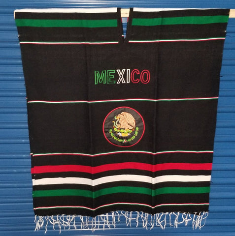 Mexico Black One Size, Zarape Serape Poncho