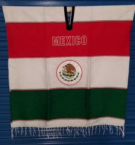 Mexico Tricolor One Size, Zarape Serape Poncho