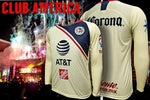 Club America Yellow Amarillo Home Long Sleeve Jersey Men Regular Fit 2018-2019